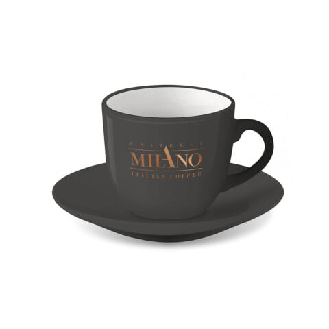 Filiżanka z podstawką do cappuccino - czarna