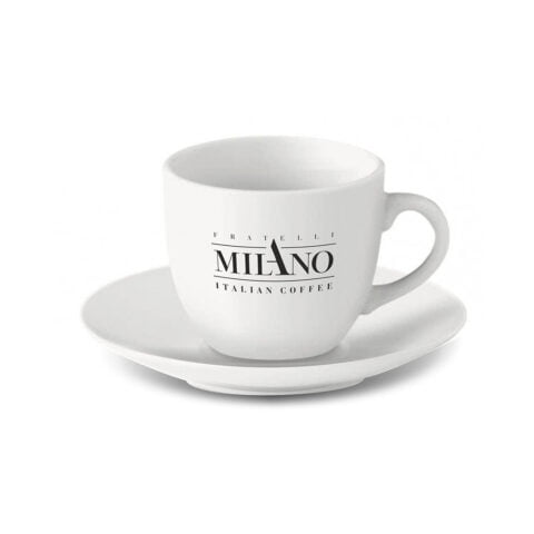 Filiżanka z podstawką do cappuccino - biała